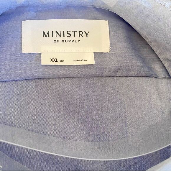 Ministry of Supply Blue Gemini Woven Dress Shirt Sz XXL Slim NWT - Picture 7 of 10